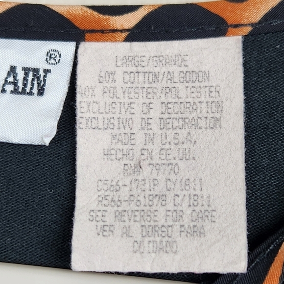 Vintage Bonnie Blain Black Cheetah Leopard Short Sleeve T-Shirt Blouse Large - Picture 5 of 6